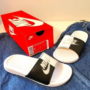 Nike Benassi Just Do It - JDI Black & White Scarface Slides Sandals - Size 6
